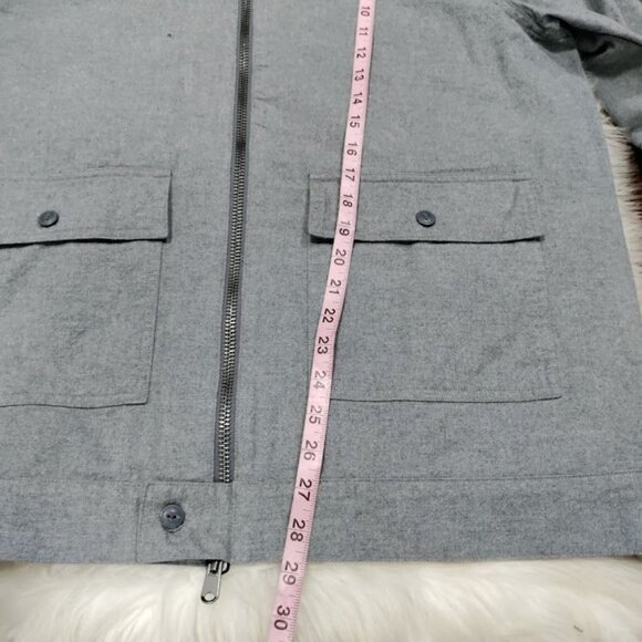 Express 100% Cotton Long Sleeve Full Zip Chore Coat Jacket Gray Men's Size Large - Picture 11 of 12